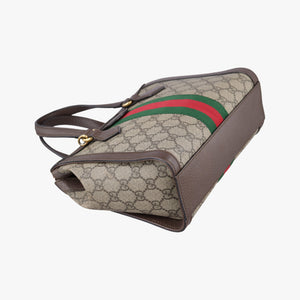 Pre-owned Gucci Ophidia brown×red×green PVC coated canvas×Leather 547551 handbag | stylenewstar