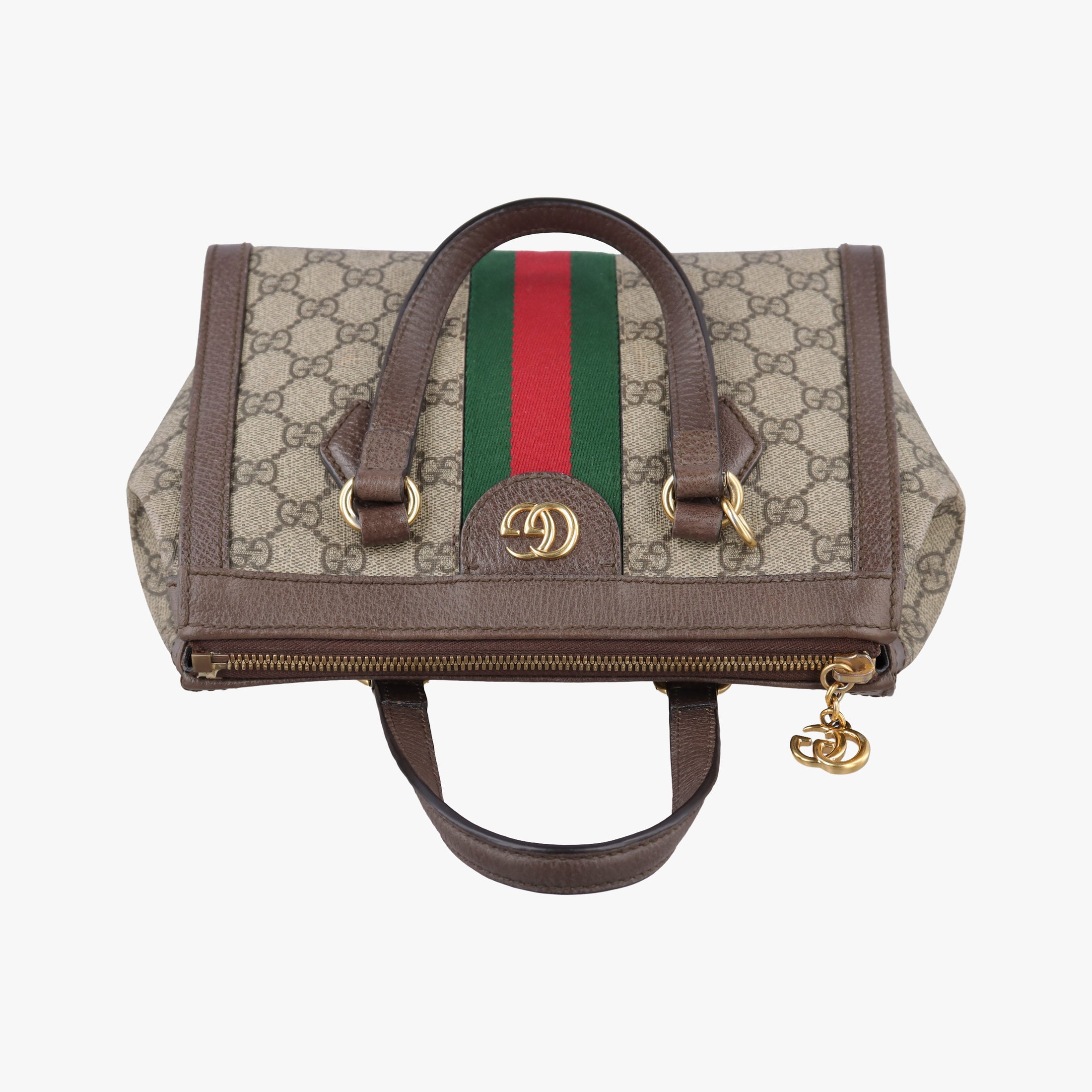 Pre-owned Gucci Ophidia brown×red×green PVC coated canvas×Leather 547551 handbag | stylenewstar