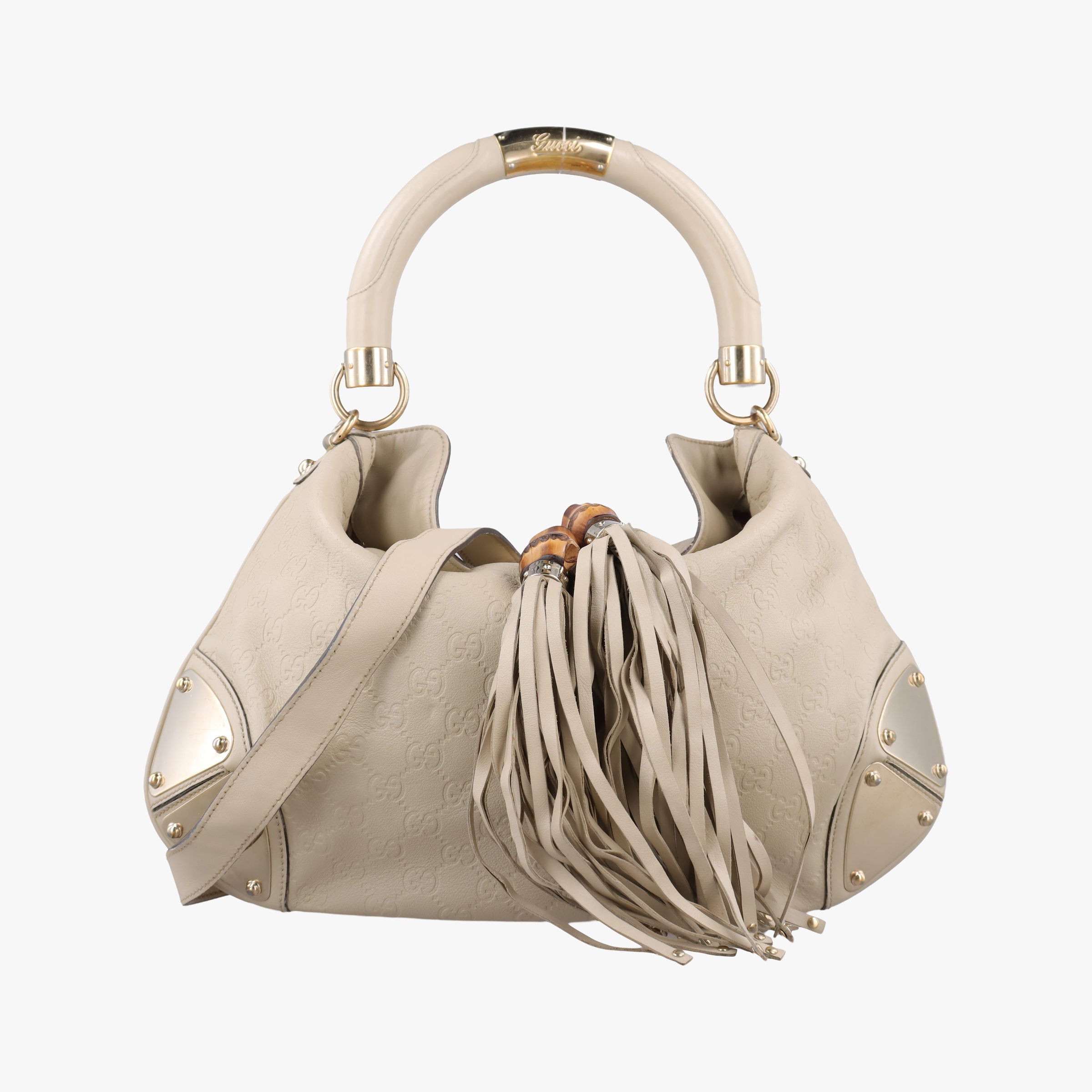 Secondhand Gucci Bamboo Babouska Indy Hobo White Leather 177139 shoulderbag | stylenewstar