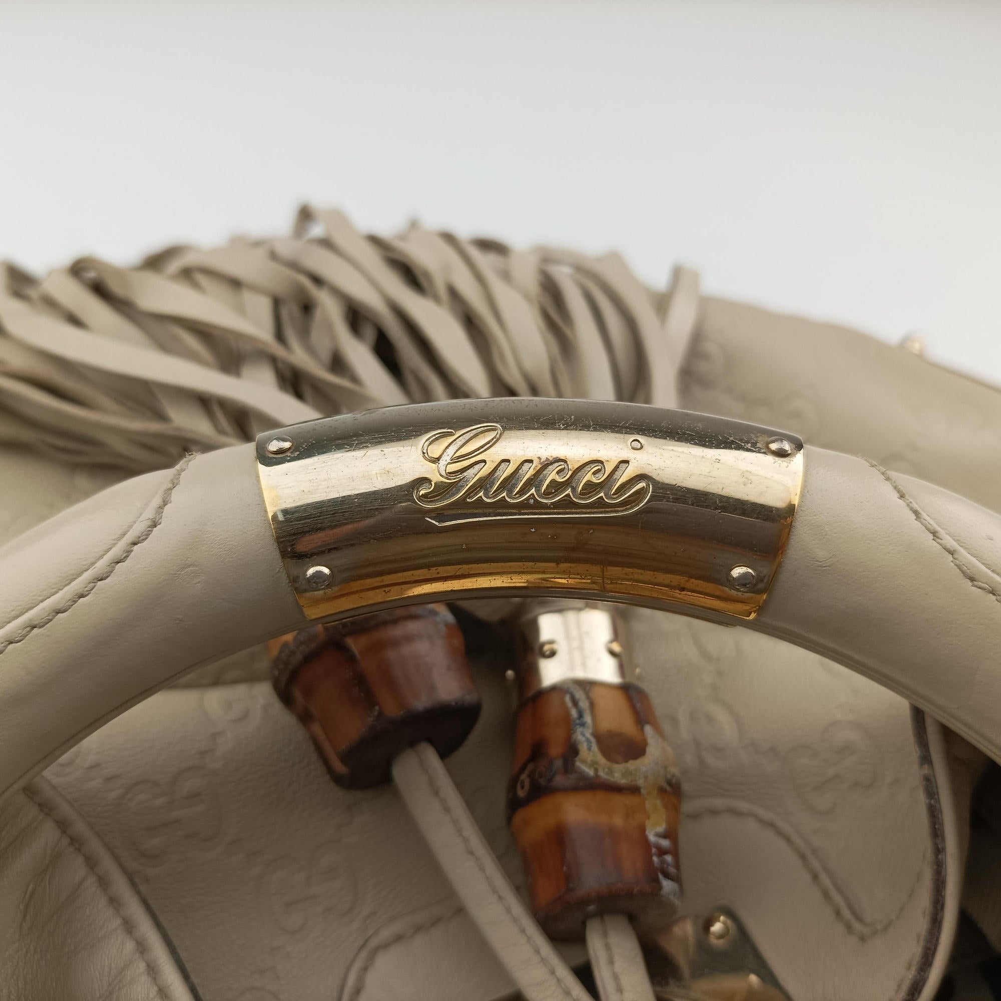 Secondhand Gucci Bamboo Babouska Indy Hobo White Leather 177139 shoulderbag | stylenewstar