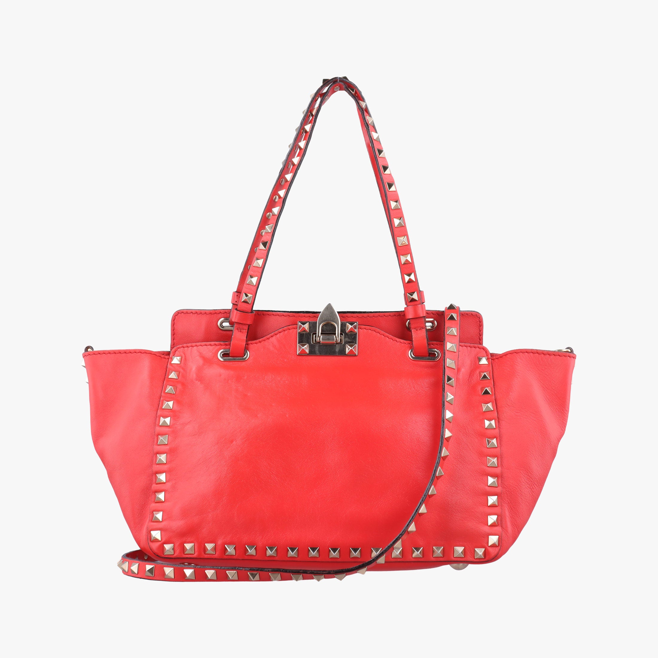 Pre-owned Valentino Rockstud Red Leather  shoulderbag | stylenewstar