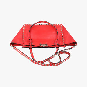 Pre-owned Valentino Rockstud Red Leather  shoulderbag | stylenewstar