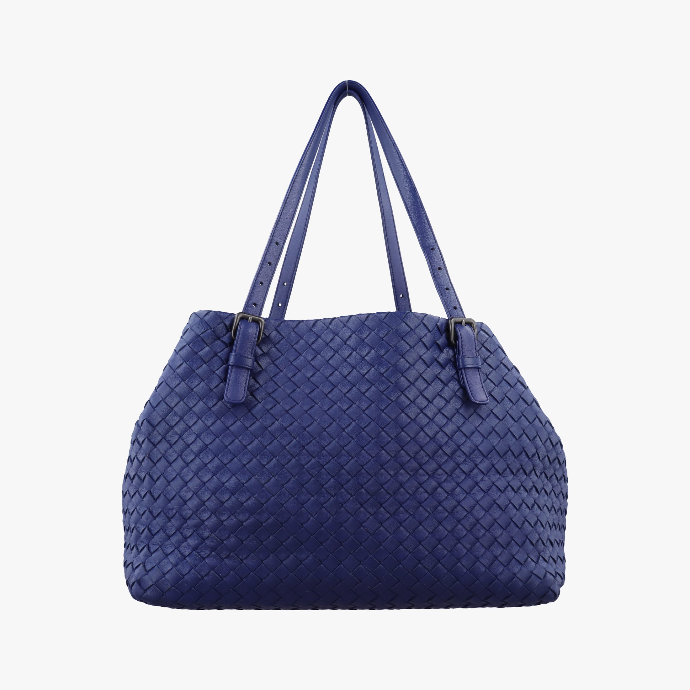 Secondhand Bottega Veneta Cesta Intrecciato Blue lambskin  handbag | stylenewstar