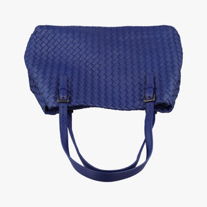 Secondhand Bottega Veneta Cesta Intrecciato Blue lambskin  handbag | stylenewstar