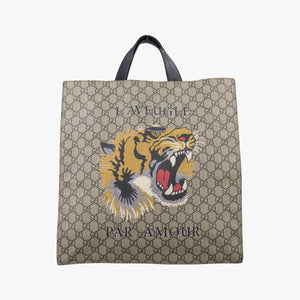 Pre-owned Gucci GG Supreme Bee Brown PVC coated canvas 450950 handbag | stylenewstar
