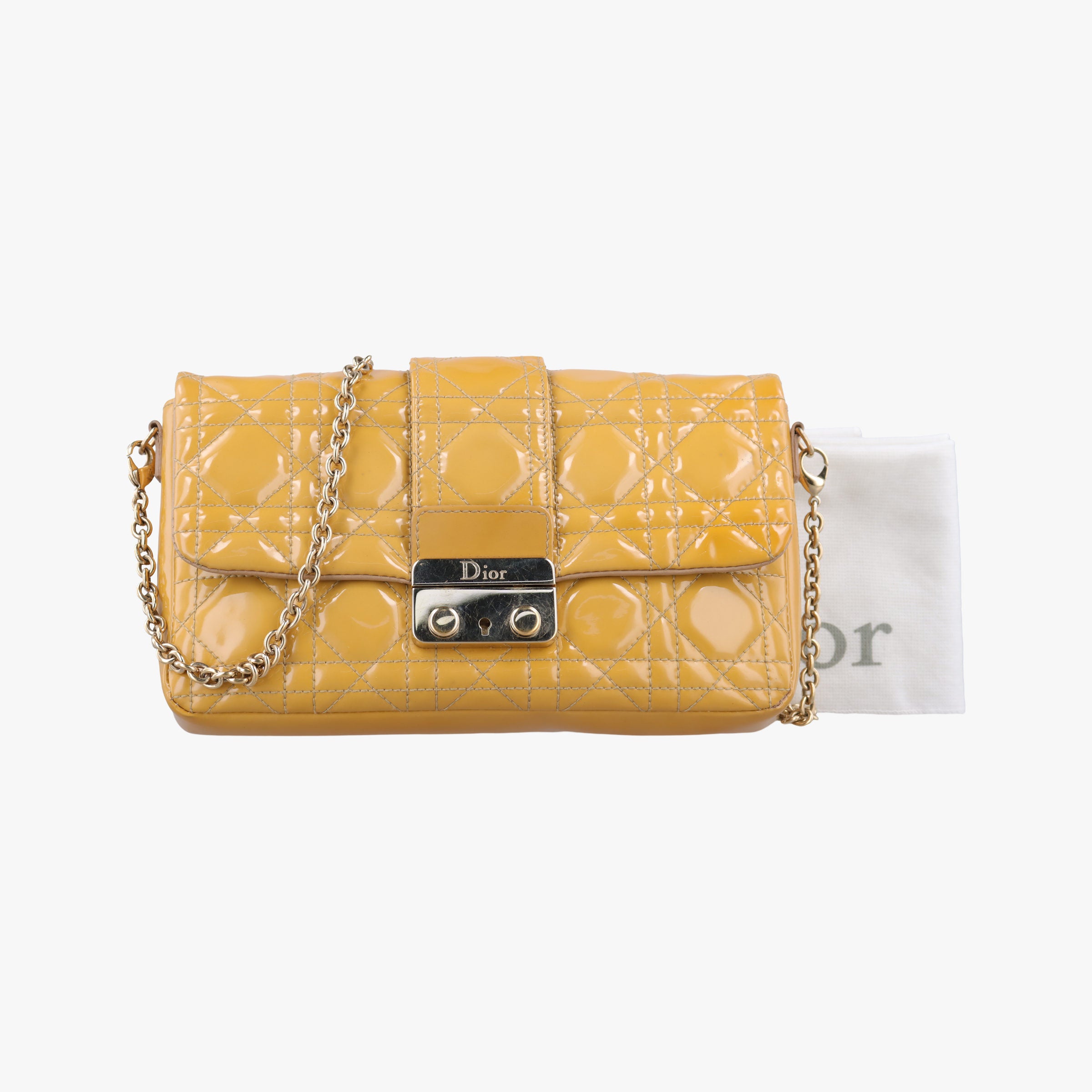 Vintage Christian Dior Miss Dior Cannage New Rock Yellow Patent  shoulderbag | stylenewstar