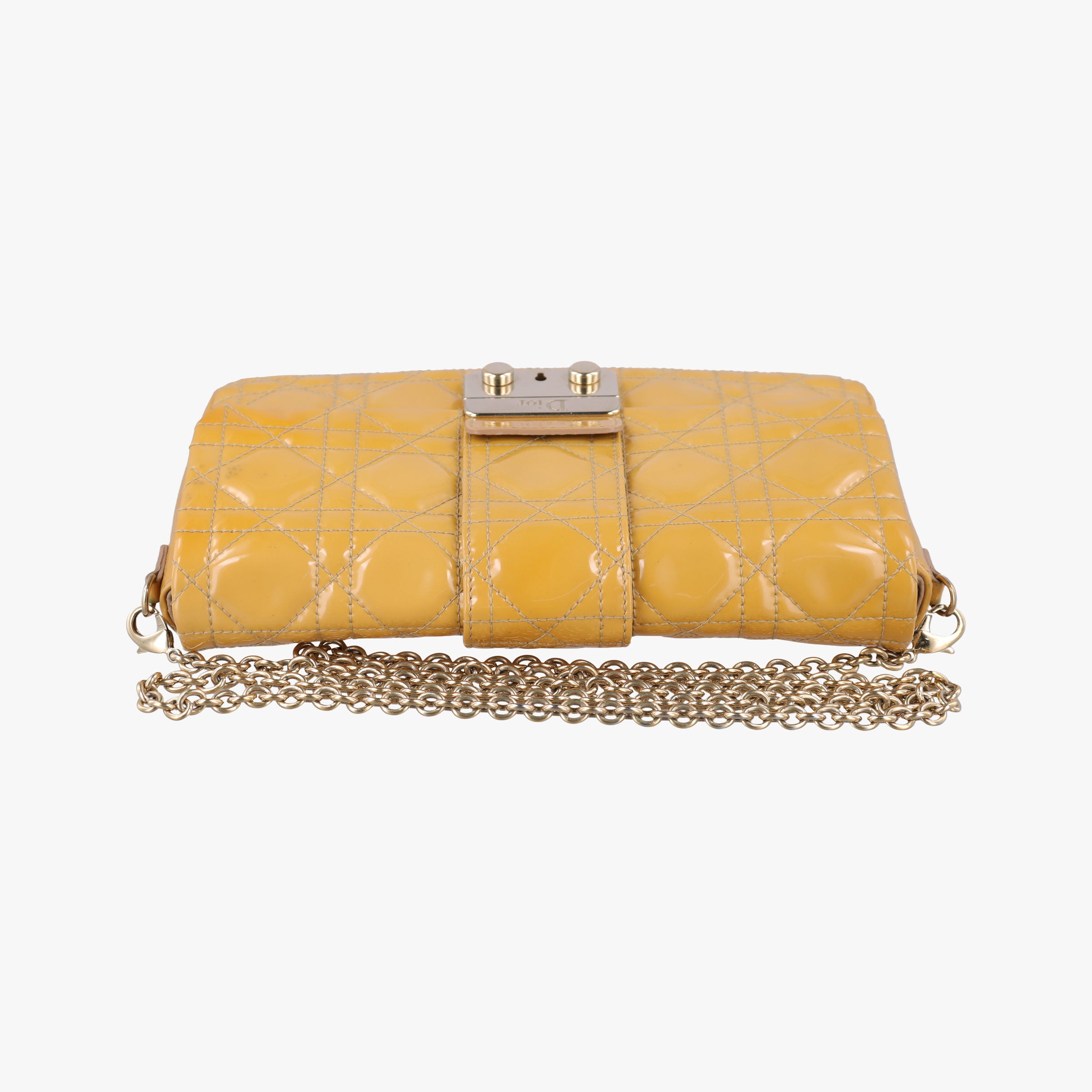 Vintage Christian Dior Miss Dior Cannage New Rock Yellow Patent  shoulderbag | stylenewstar
