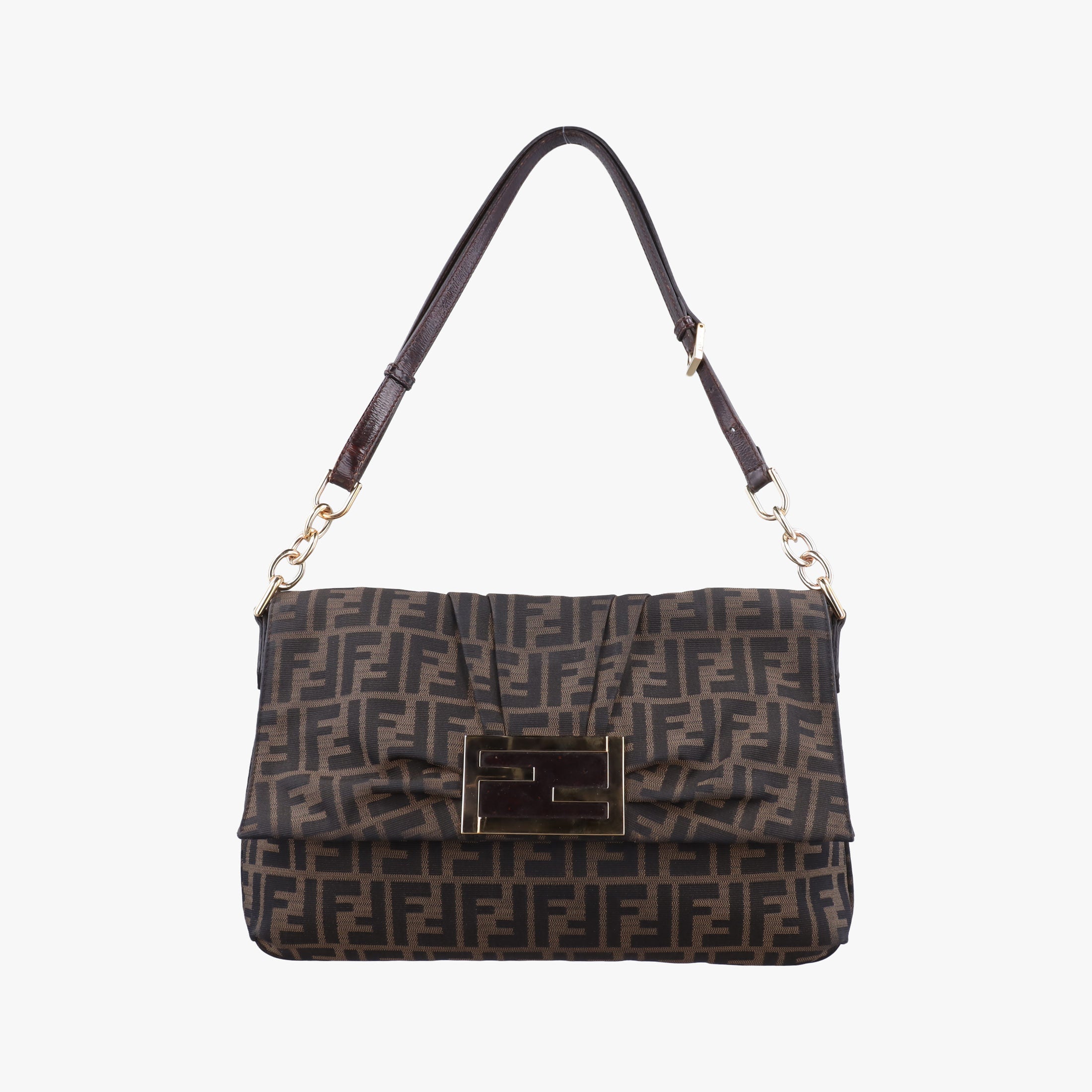 Pre-owned Fendi Mia Flap Brown canvas 8BT163 shoulderbag | stylenewstar