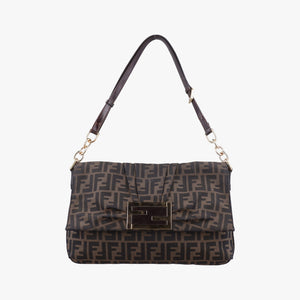 Pre-owned Fendi Mia Flap Brown canvas 8BT163 shoulderbag | stylenewstar
