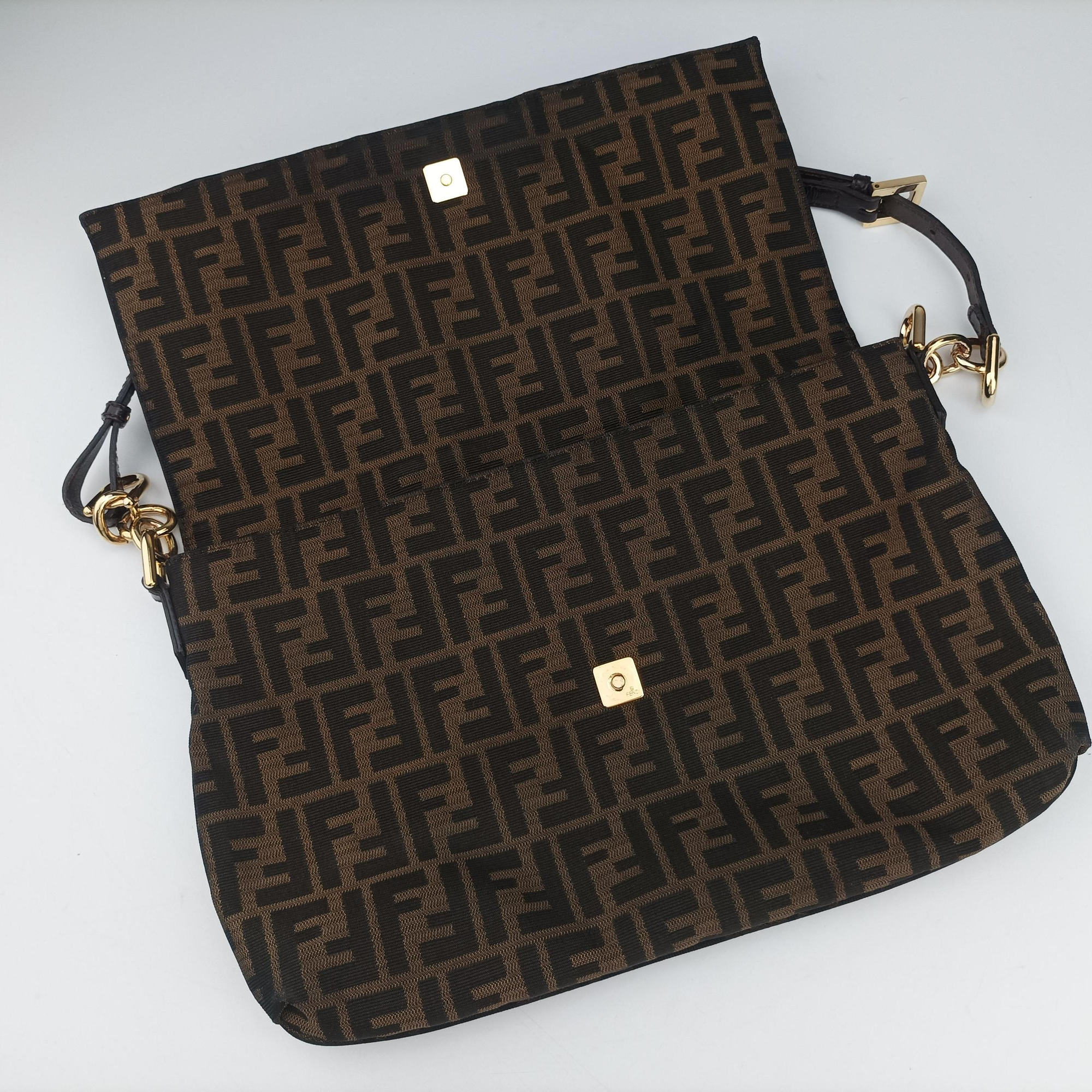 Pre-owned Fendi Mia Flap Brown canvas 8BT163 shoulderbag | stylenewstar