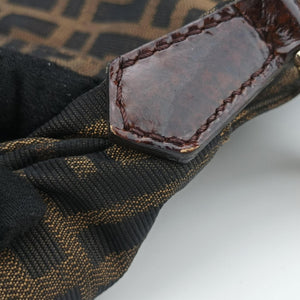 Pre-owned Fendi Mia Flap Brown canvas 8BT163 shoulderbag | stylenewstar