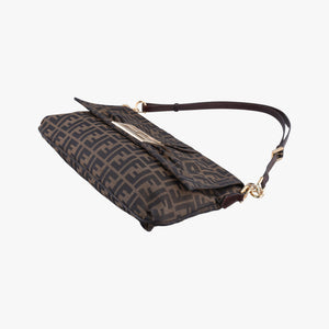 Pre-owned Fendi Mia Flap Brown canvas 8BT163 shoulderbag | stylenewstar
