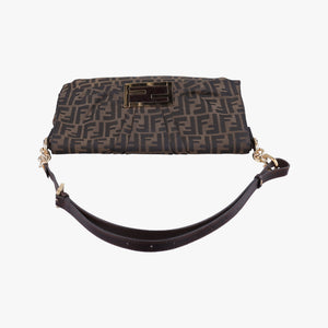Pre-owned Fendi Mia Flap Brown canvas 8BT163 shoulderbag | stylenewstar