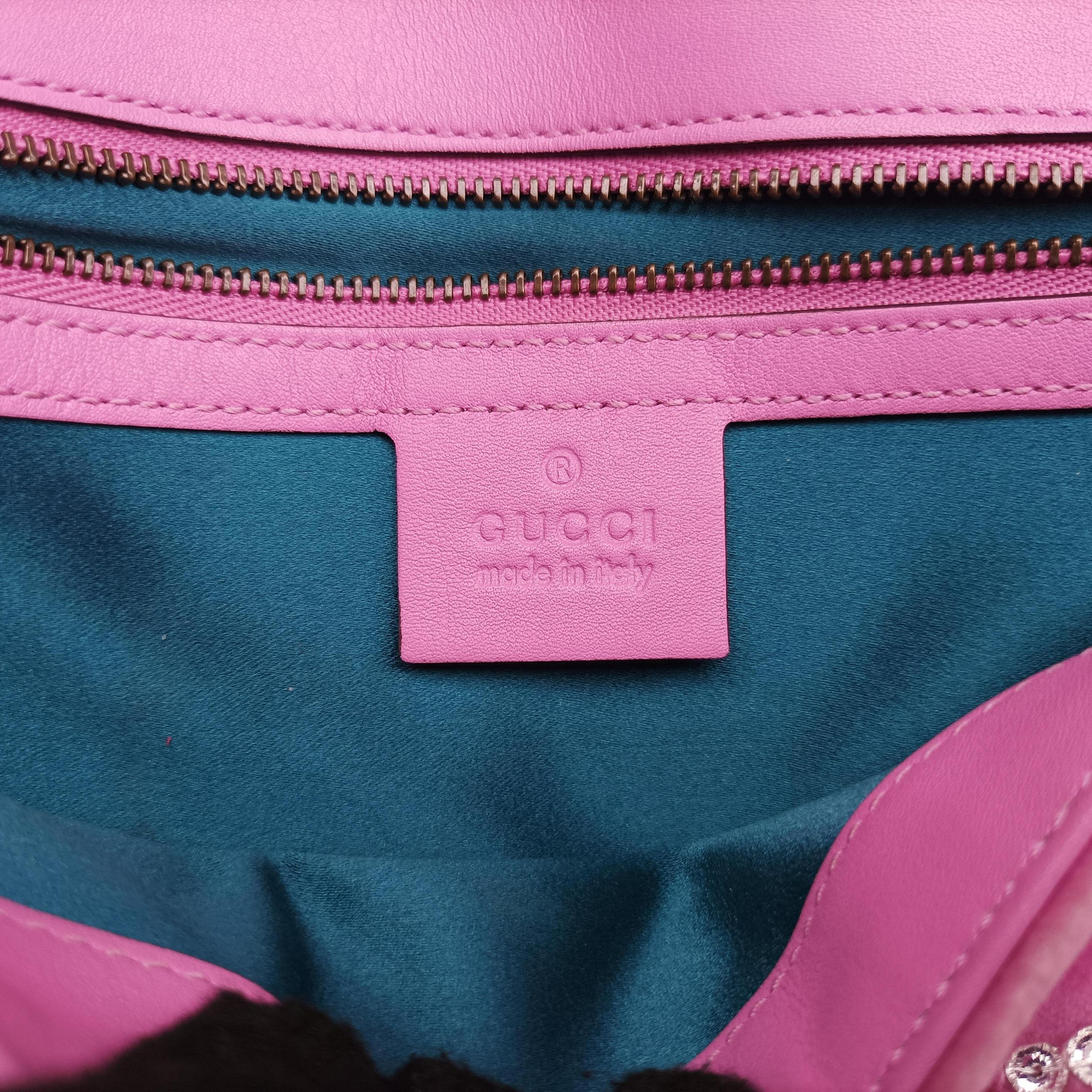 Pre-owned Gucci GG Marmont Pink velour 443497 shoulderbag | stylenewstar