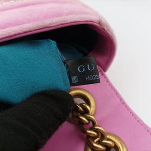 Pre-owned Gucci GG Marmont Pink velour 443497 shoulderbag | stylenewstar