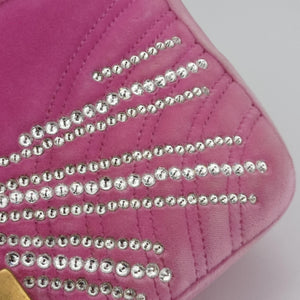 Pre-owned Gucci GG Marmont Pink velour 443497 shoulderbag | stylenewstar