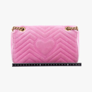 Pre-owned Gucci GG Marmont Pink velour 443497 shoulderbag | stylenewstar