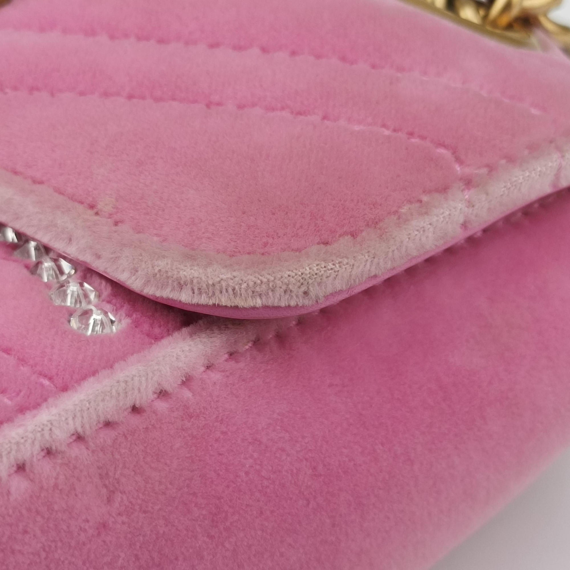 Pre-owned Gucci GG Marmont Pink velour 443497 shoulderbag | stylenewstar