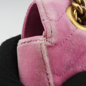Pre-owned Gucci GG Marmont Pink velour 443497 shoulderbag | stylenewstar