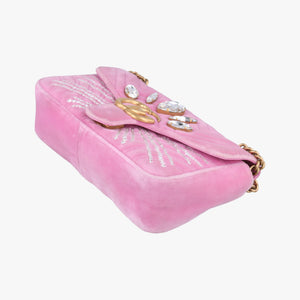 Pre-owned Gucci GG Marmont Pink velour 443497 shoulderbag | stylenewstar