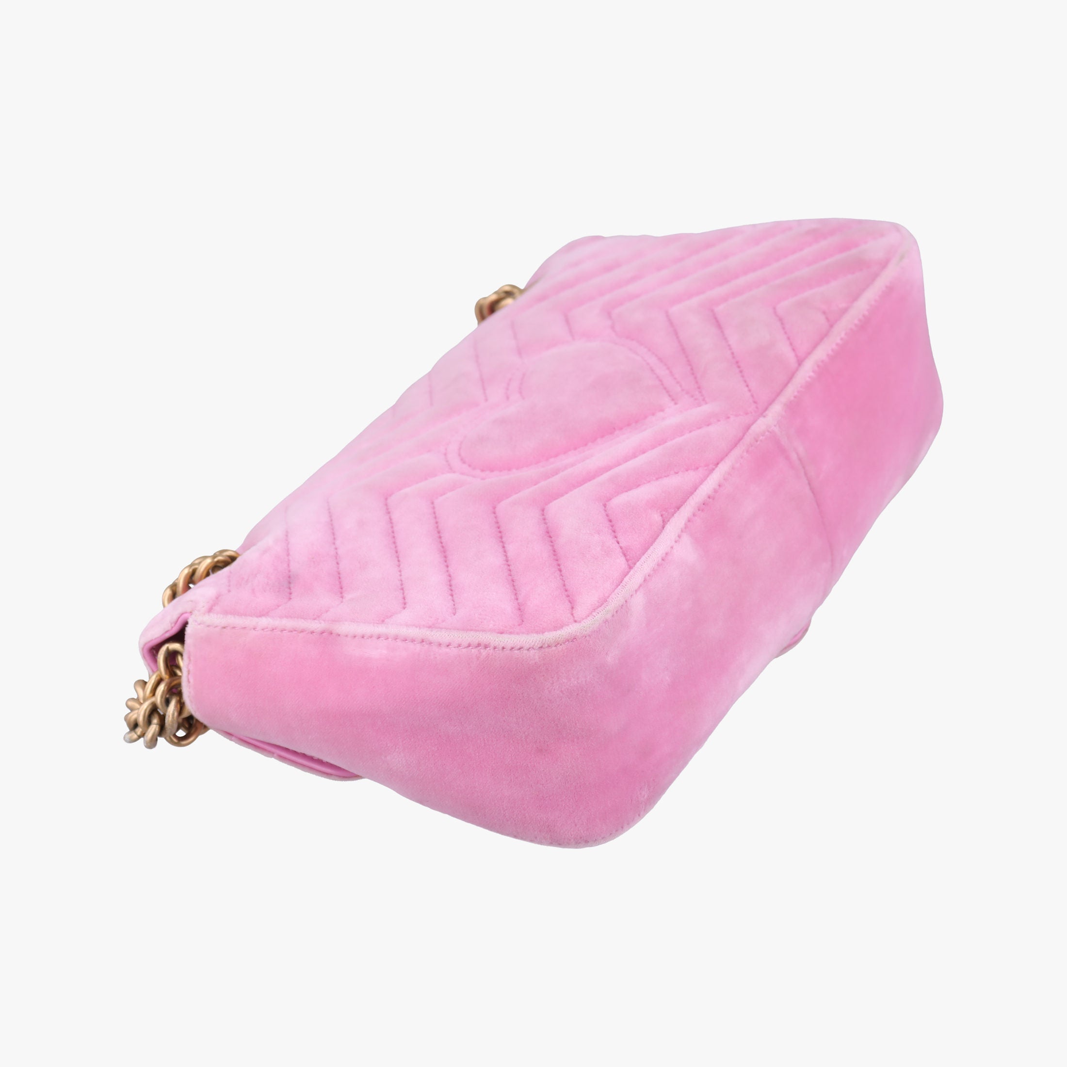 Pre-owned Gucci GG Marmont Pink velour 443497 shoulderbag | stylenewstar
