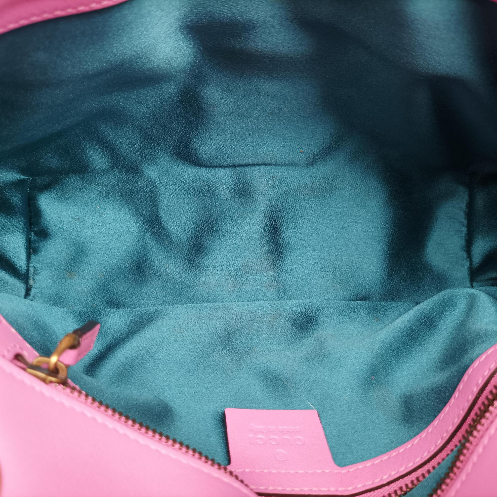 Pre-owned Gucci GG Marmont Pink velour 443497 shoulderbag | stylenewstar