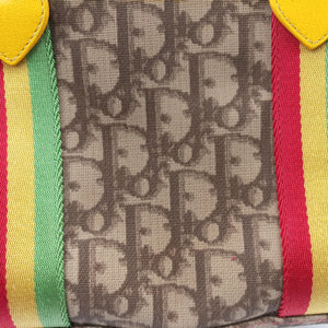Pre-owned Christian Dior Trotter Brown x Yellow x Red x Green PVC coated canvas leather  handbag | stylenewstar