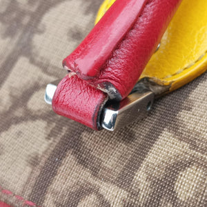 Pre-owned Christian Dior Trotter Brown x Yellow x Red x Green PVC coated canvas leather  handbag | stylenewstar