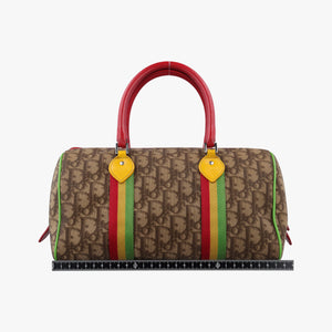 Pre-owned Christian Dior Trotter Brown x Yellow x Red x Green PVC coated canvas leather  handbag | stylenewstar