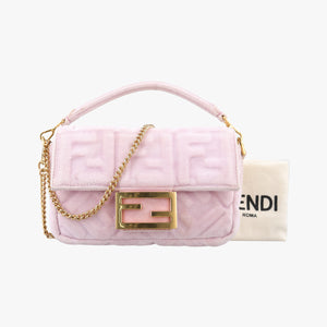 Vintage Fendi BAGUETTE Pink velour 8BS017 shoulderbag | stylenewstar