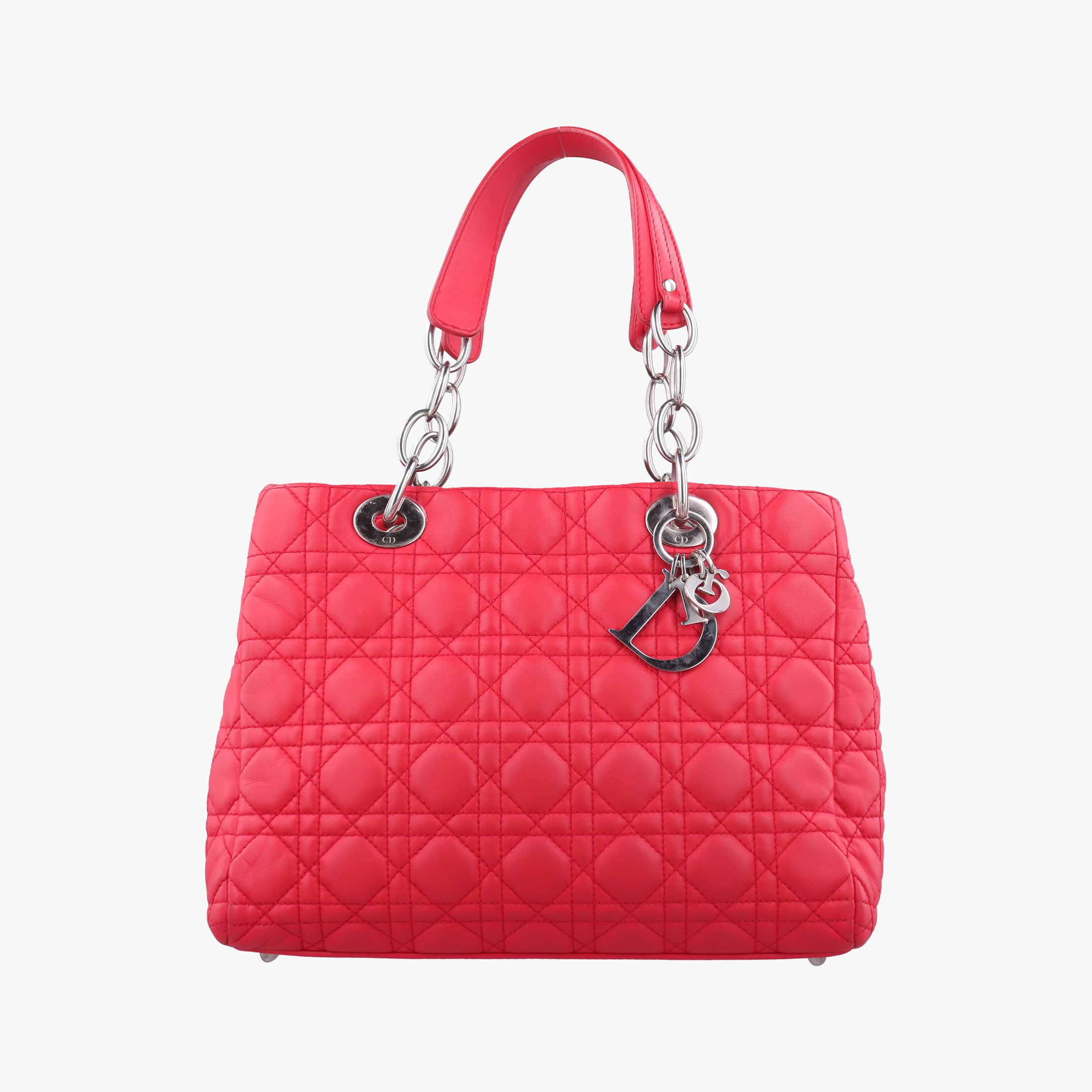 Pre-owned Christian Dior Cannage Dior Soft Shopping Red lambskin  shoulderbag | stylenewstar