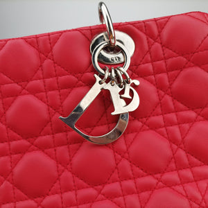 Pre-owned Christian Dior Cannage Dior Soft Shopping Red lambskin  shoulderbag | stylenewstar