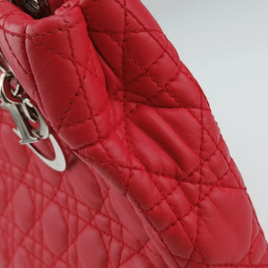 Pre-owned Christian Dior Cannage Dior Soft Shopping Red lambskin  shoulderbag | stylenewstar