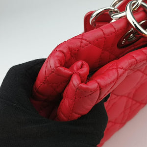 Pre-owned Christian Dior Cannage Dior Soft Shopping Red lambskin  shoulderbag | stylenewstar