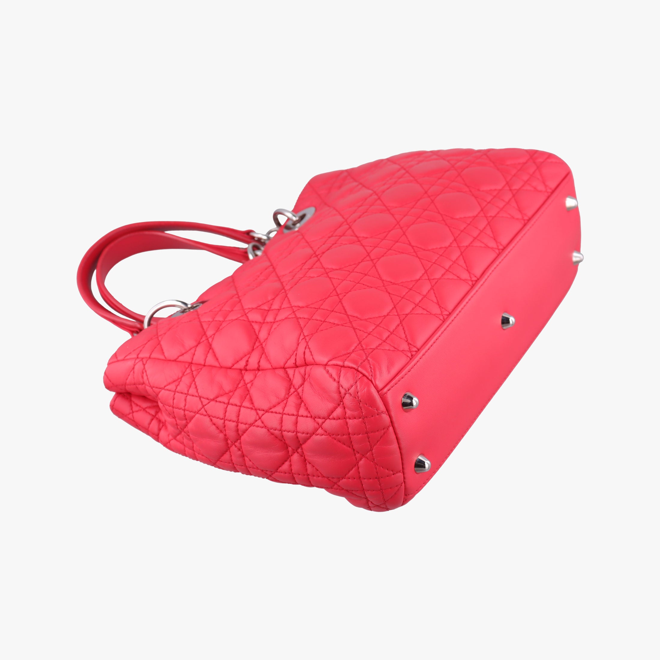 Pre-owned Christian Dior Cannage Dior Soft Shopping Red lambskin  shoulderbag | stylenewstar