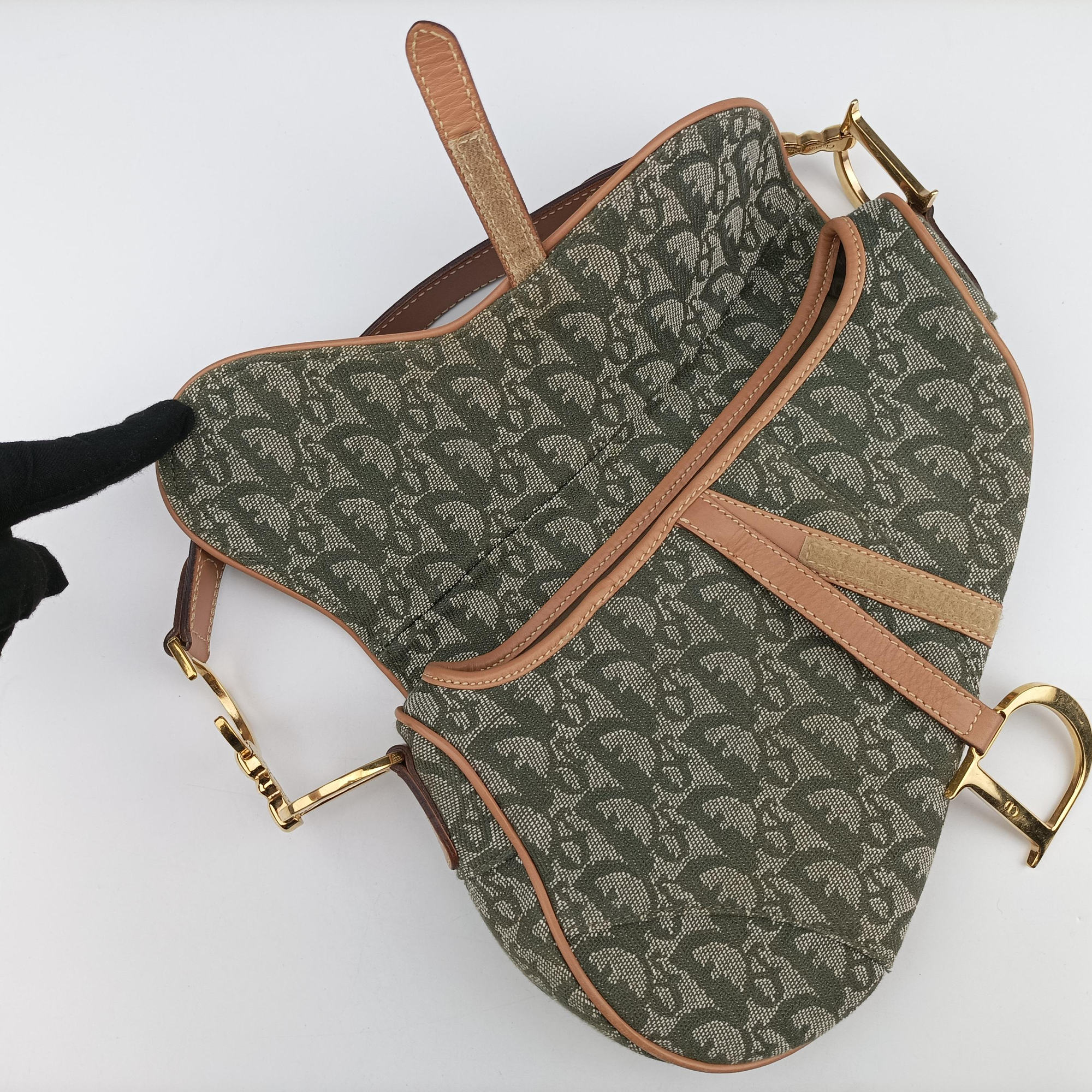 Secondhand Christian Dior Saddle Green Jacquard  shoulderbag | stylenewstar