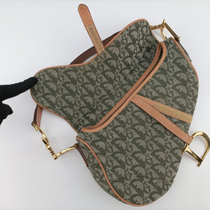 Secondhand Christian Dior Saddle Green Jacquard  shoulderbag | stylenewstar