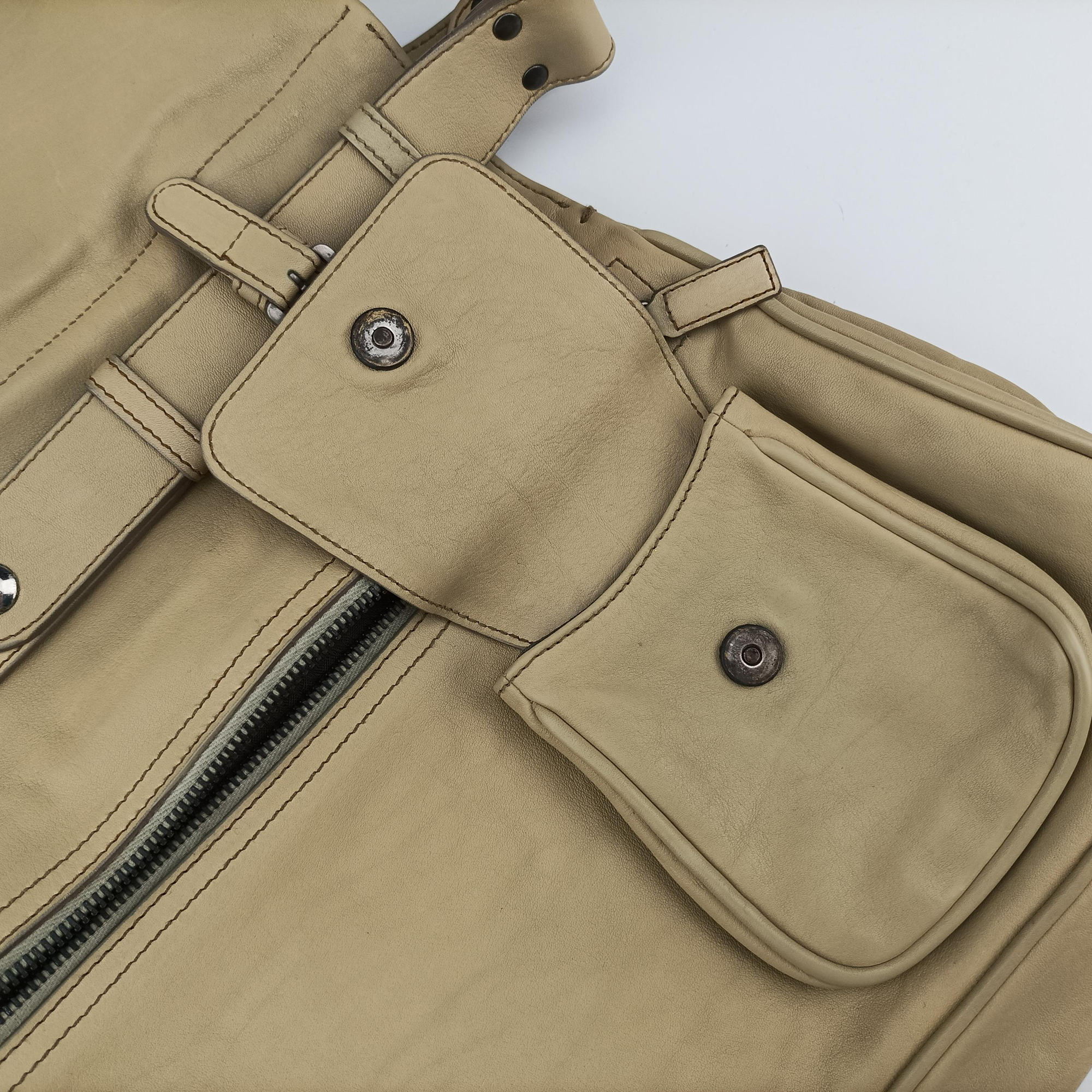 Pre-owned Christian Dior Gaucho Beige Leather  shoulderbag | stylenewstar