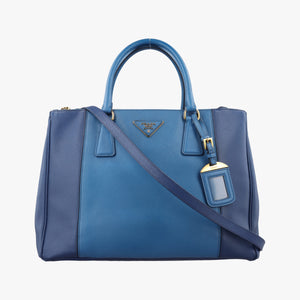 Pre-owned Prada Galleria Blue×Navy SAFFIANO Leather B2274C shoulderbag | stylenewstar