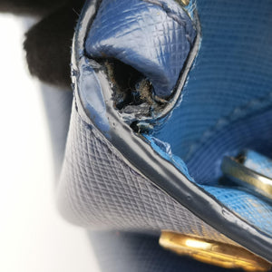 Pre-owned Prada Galleria Blue×Navy SAFFIANO Leather B2274C shoulderbag | stylenewstar