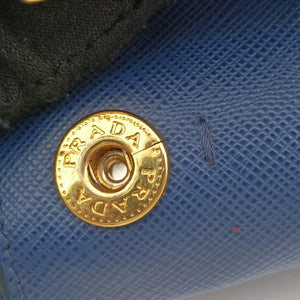 Pre-owned Prada Galleria Blue×Navy SAFFIANO Leather B2274C shoulderbag | stylenewstar