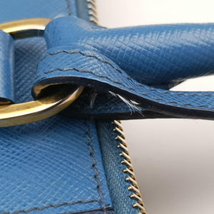 Pre-owned Prada Galleria Blue×Navy SAFFIANO Leather B2274C shoulderbag | stylenewstar