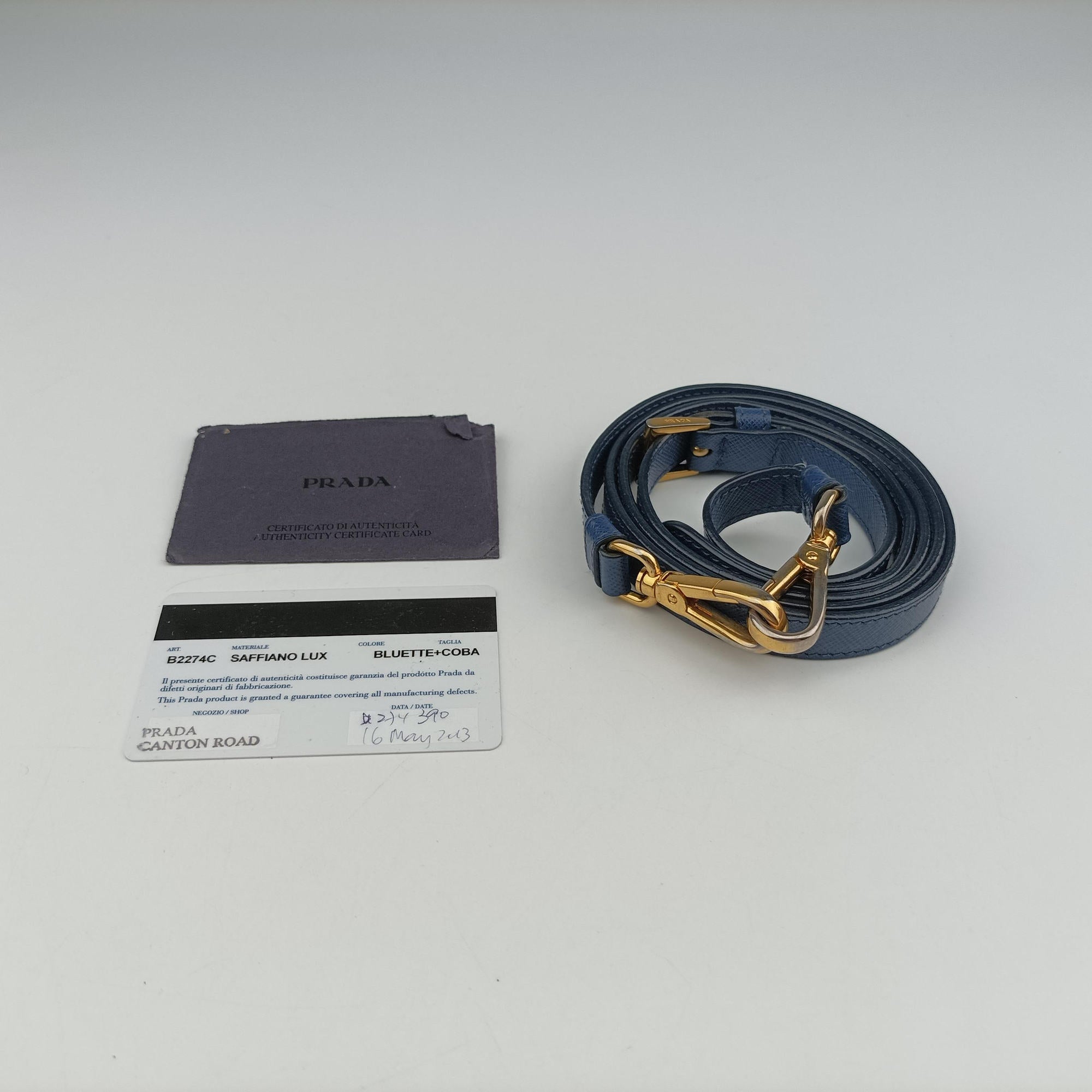 Pre-owned Prada Galleria Blue×Navy SAFFIANO Leather B2274C shoulderbag | stylenewstar