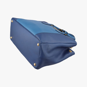 Pre-owned Prada Galleria Blue×Navy SAFFIANO Leather B2274C shoulderbag | stylenewstar