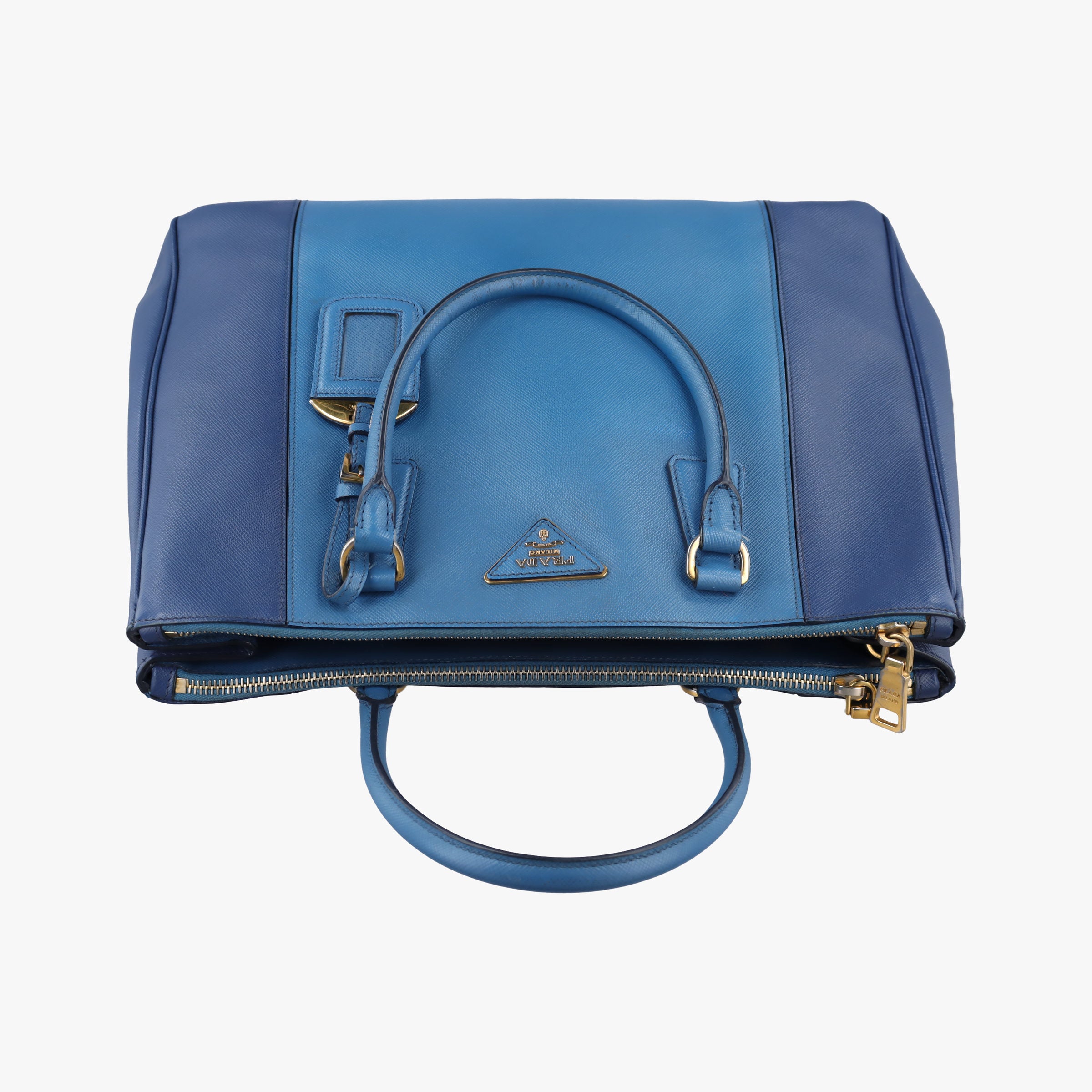 Pre-owned Prada Galleria Blue×Navy SAFFIANO Leather B2274C shoulderbag | stylenewstar