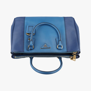 Pre-owned Prada Galleria Blue×Navy SAFFIANO Leather B2274C shoulderbag | stylenewstar