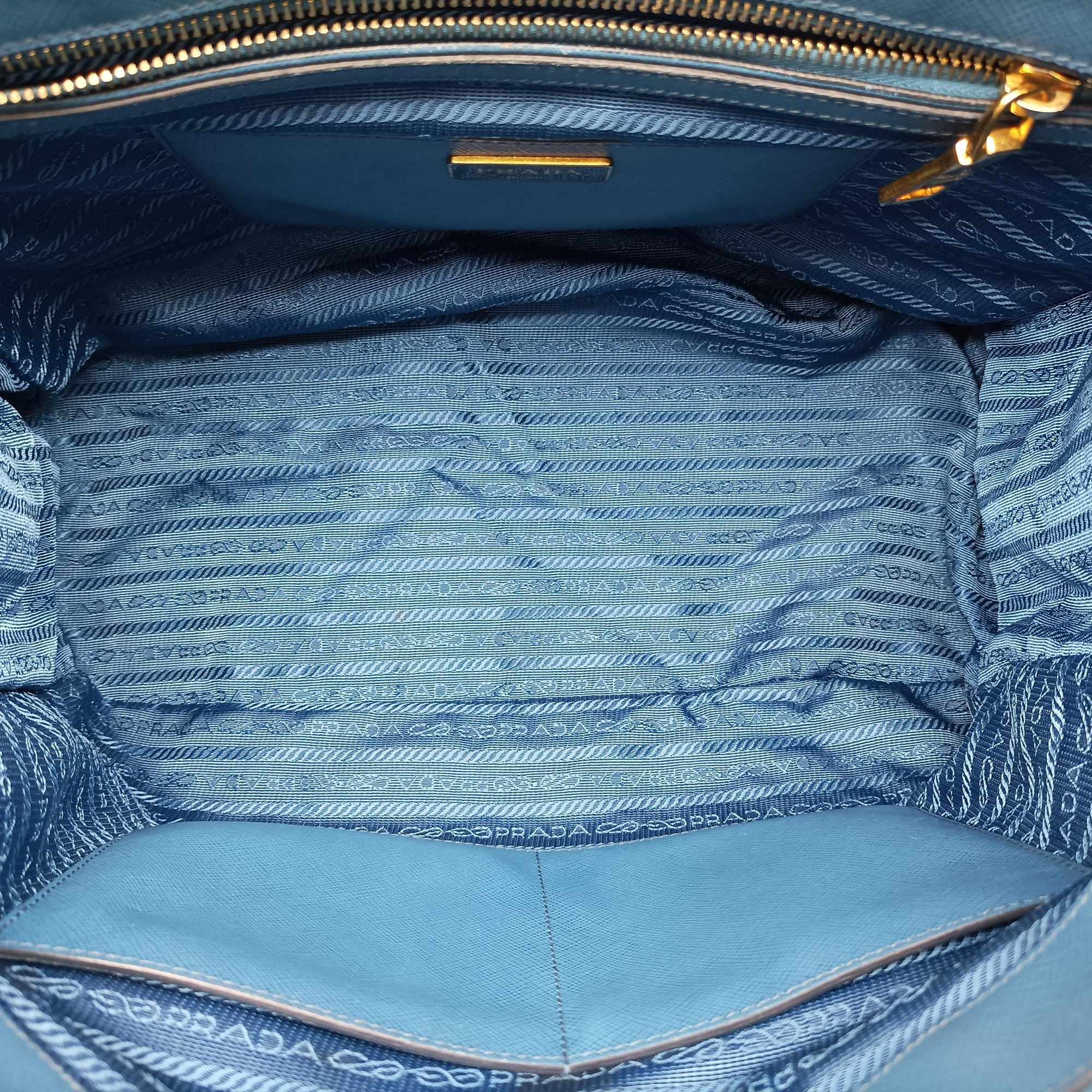 Pre-owned Prada Galleria Blue×Navy SAFFIANO Leather B2274C shoulderbag | stylenewstar