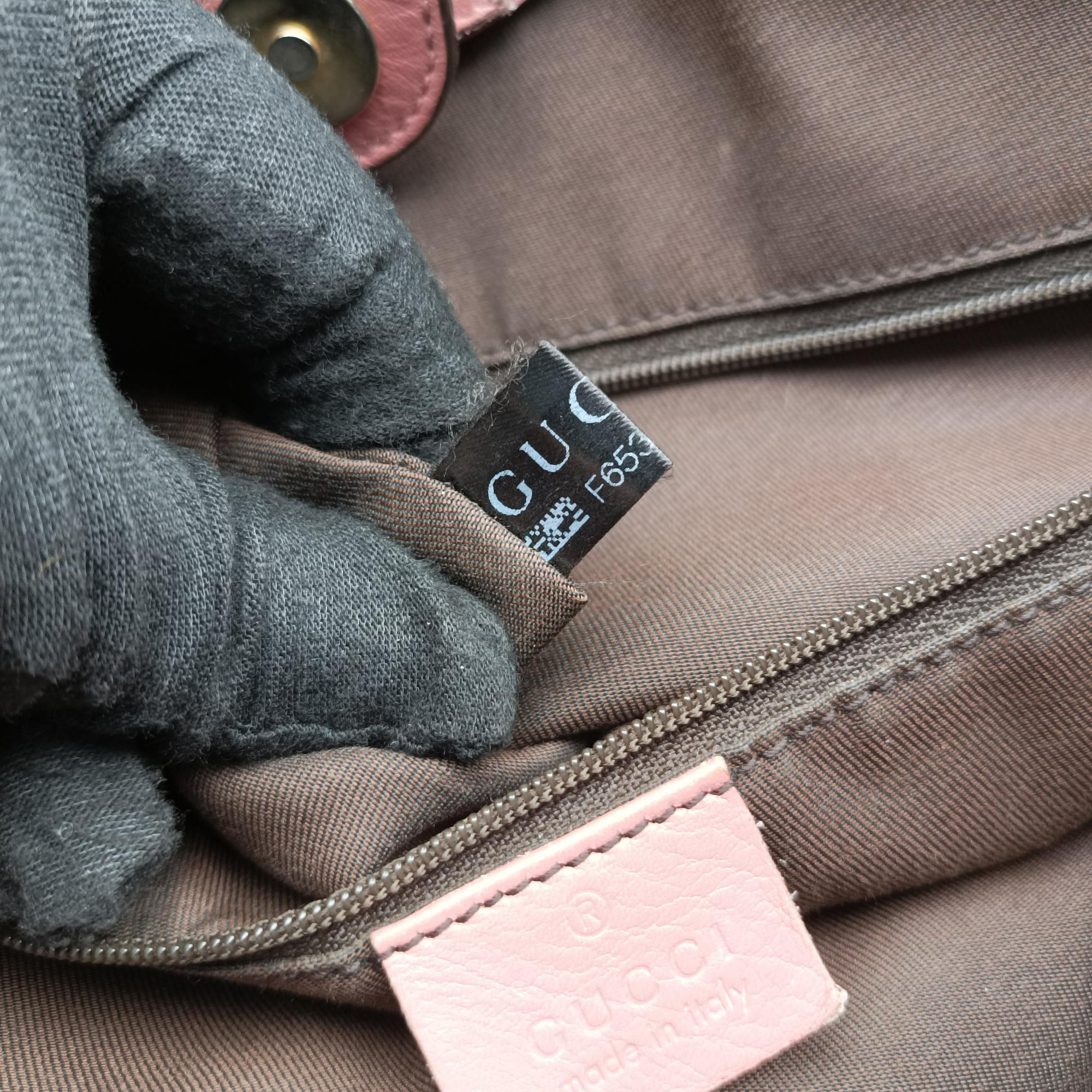 Pre-owned Gucci Sukey Beige × Brown × Pink canvas×leather 211944 handbag | stylenewstar