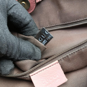 Pre-owned Gucci Sukey Beige × Brown × Pink canvas×leather 211944 handbag | stylenewstar