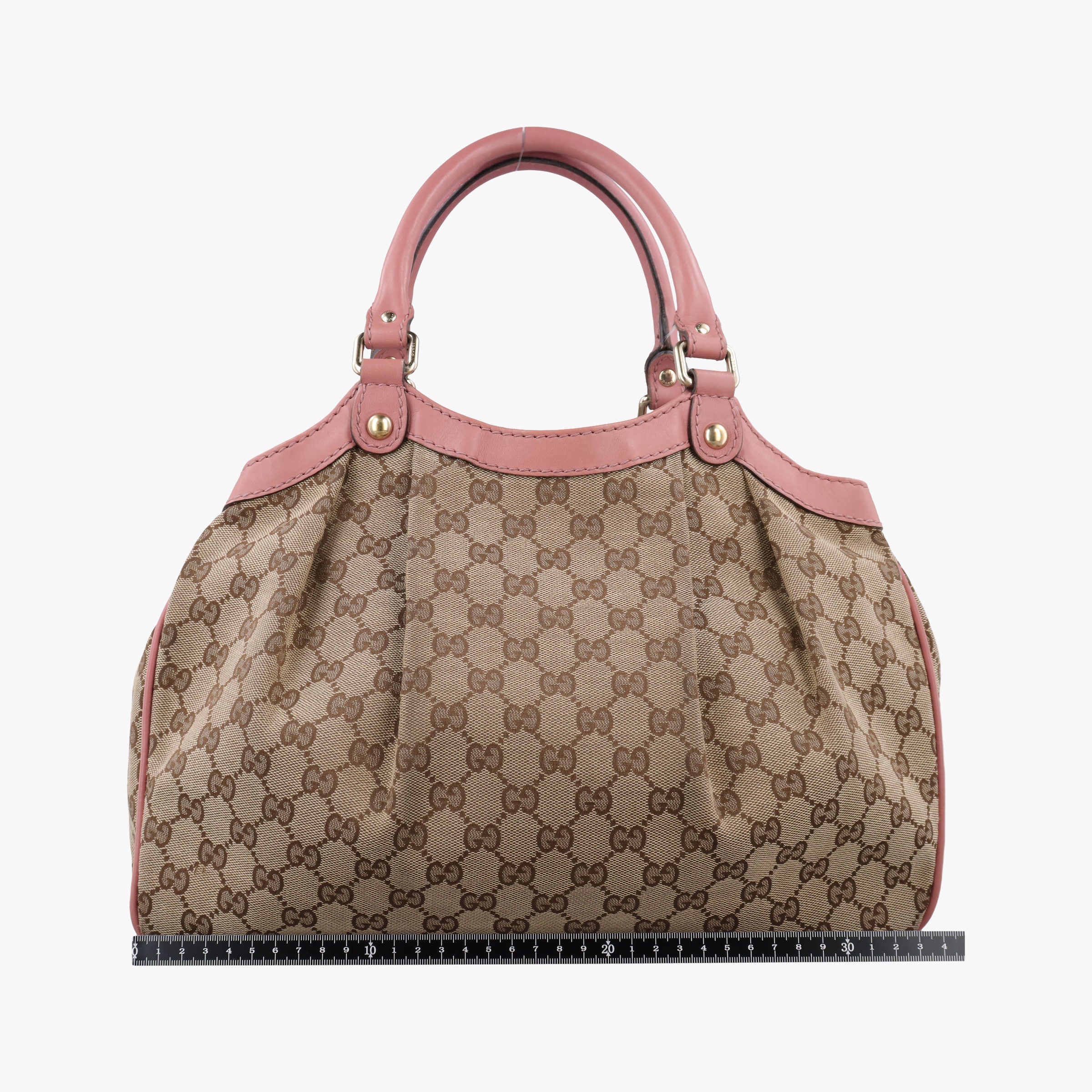 Pre-owned Gucci Sukey Beige × Brown × Pink canvas×leather 211944 handbag | stylenewstar